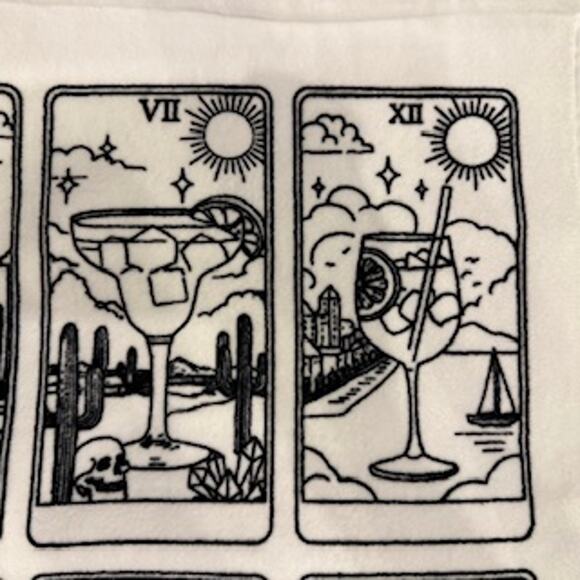 NWT Deborah Connolly 6 pieces Black & White Cocktail Drinks Bath Towels - Picture 4 of 7